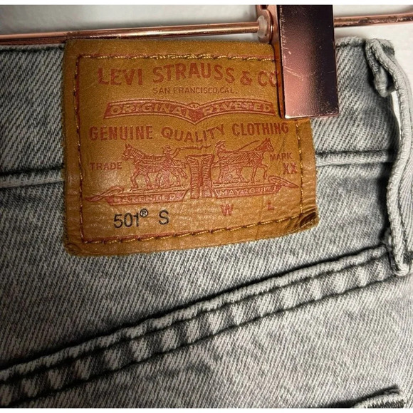 Levis Strauss 501 Mens Straight Leg Button Fly Denim Skinny Gray Jeans Sz S - Picture 8 of 12
